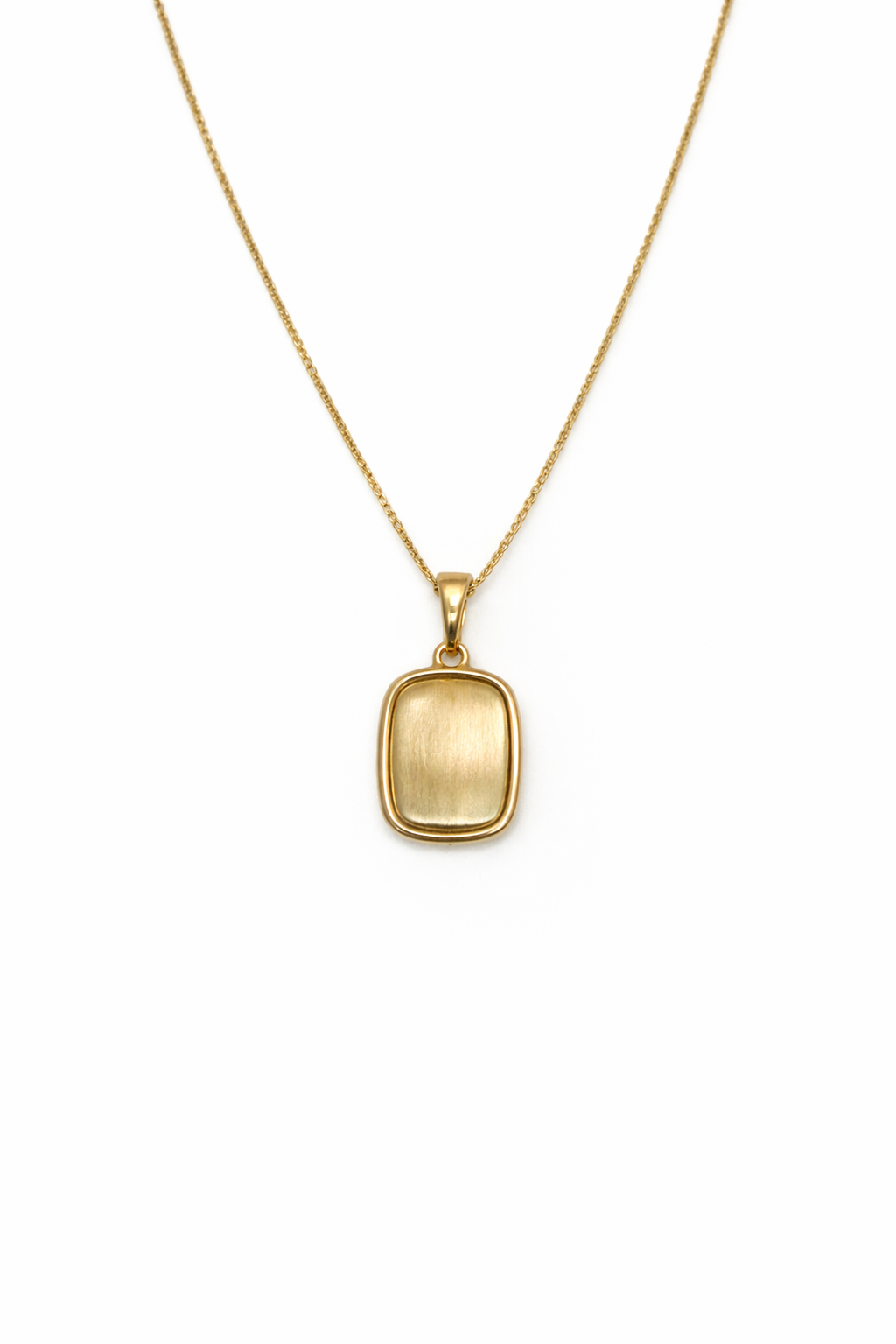 Gold Dolgulu Plaka Kolye